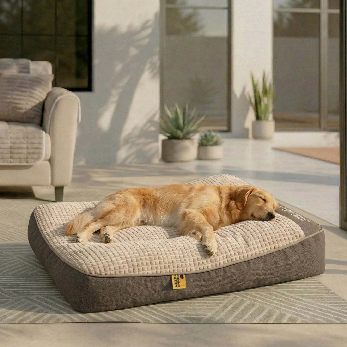 Ultimate Large Scratch-Resistant Dog Cushion Bed with Thick Spine Protection