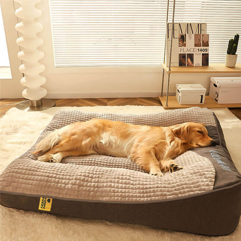 Ultimate Large Scratch-Resistant Dog Cushion Bed with Thick Spine Protection